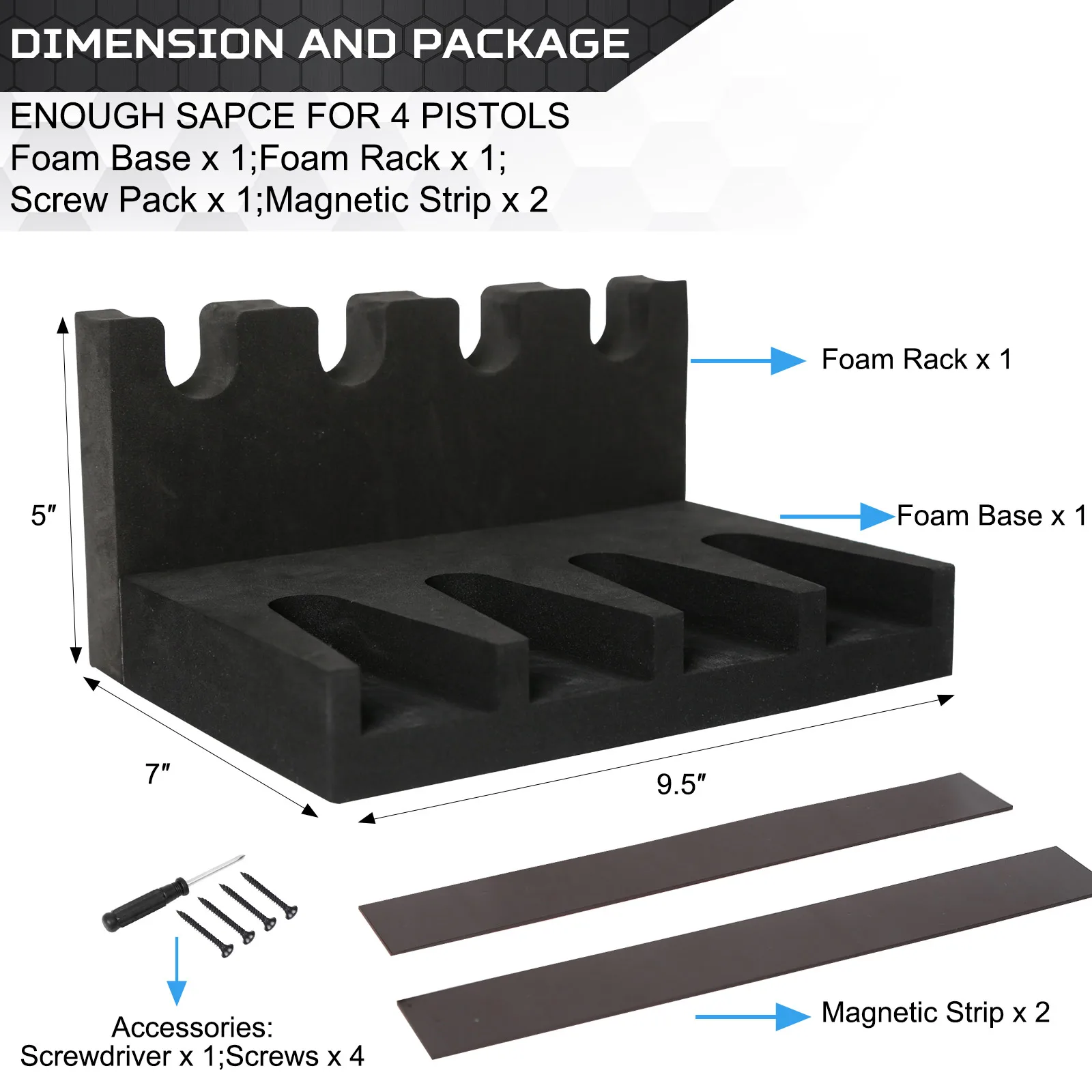 4 Slots Gun Stand Modular Density Foam Handgun Safe Display Stand Magazine Rack Gun Model Universal Pistol Rack Hunting Gun Safe