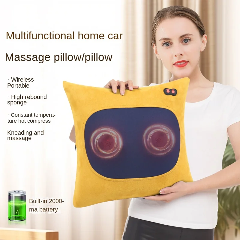 Wireless portable massage pillow back waist cervical vertebra whole body multifunctional cushion Detachable and washable