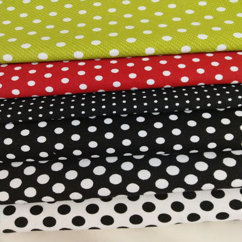 50x140cm Thick & Tough Black White Polka Dot Printed Canvas Cotton Fabric Bag Fabric Patchwork DIY Sewing tablecloth curtain