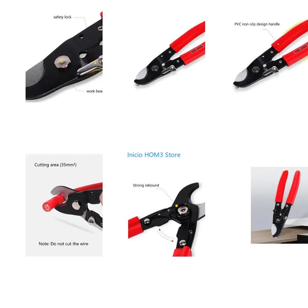 A5YD Durable Cable Cutter with Non-Slip Handle Aluminum Copper Cutting Wire Cutters