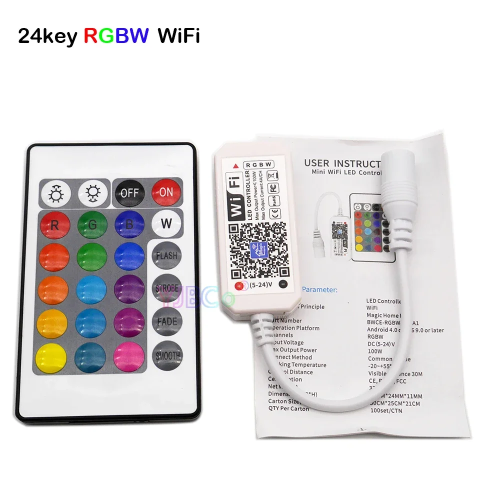 Magic Home Bluetooth 24 Sleutels Draadloze Wifi Afstandsbediening, Rgb/Rgbw/Rgbwc Led Controller 5V 12V 24V Voor Smd 5050 Rgb Led Strip