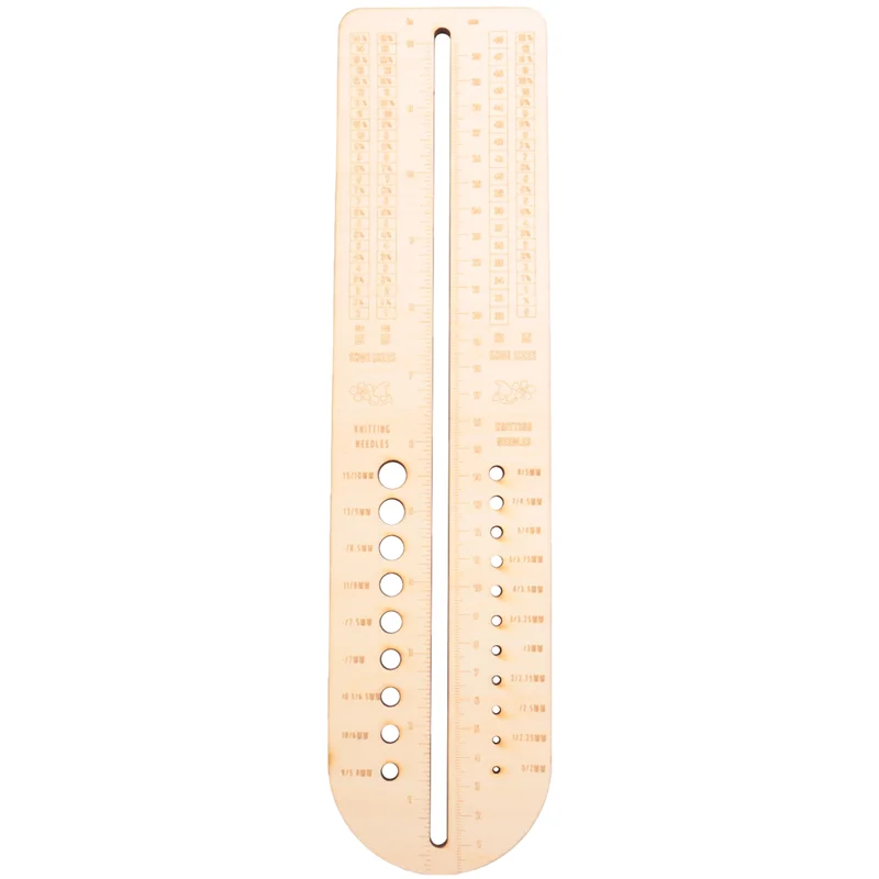 Wooden Sock Blockers For Knitting Needle Gauge Crochet Size Measurement Ruler Weaving Tool Needle Measuring Tool 32 X 8 X 0.5Cm-