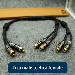 HIFI Cable RCA 2 Male To 4 Female/Male Splitter For Two Sets Of Speakers Independent Shielded Gold Plated Connector