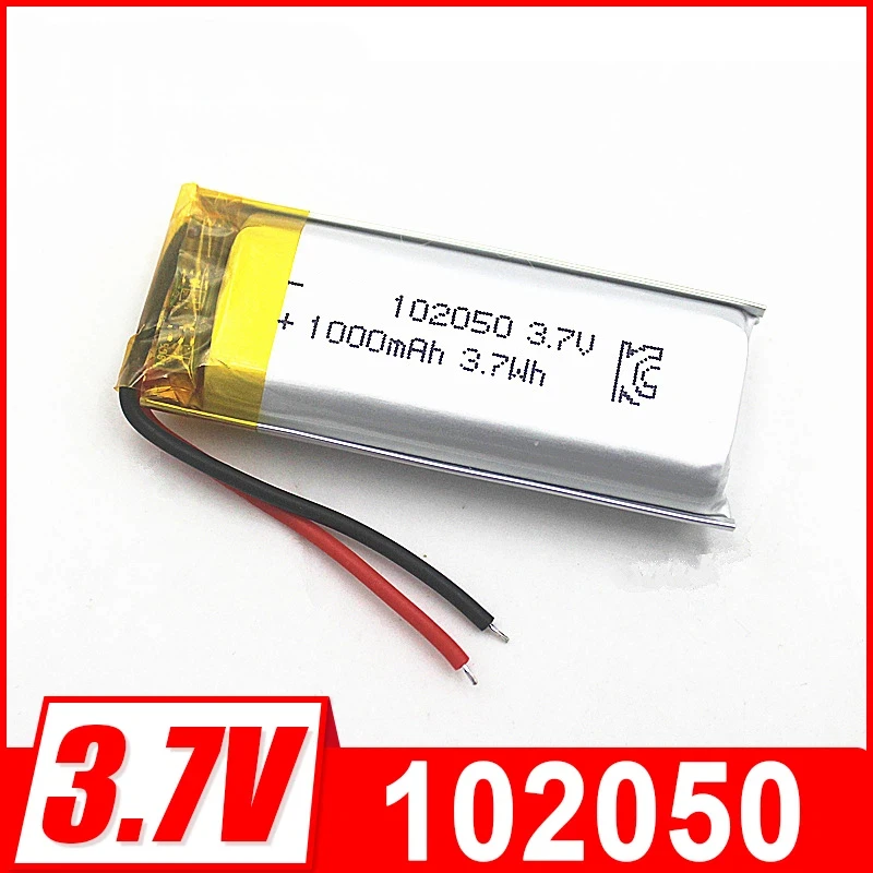 

NEW 102050 Polymer Lithium 3.7V 1000mAh Rechargeable Battery with Wire and PCB Protection for Bluetooth Speaker