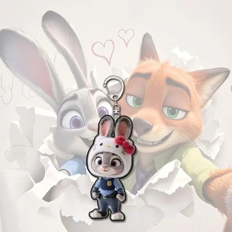 Nowy Zootopia Uroczy Kreskówkowy Brelok Akrylowy dla Pary, Zawieszka do Torby, Prezent