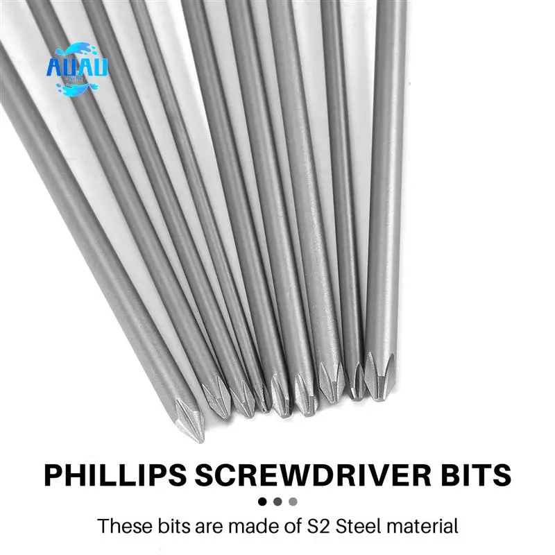 

AUAU-9Pcs 1/4 Inch 200Mm Ph1 Ph2 Phillips Magnetic Long Hex Cross Head Screwdriver Bits S2 Electric Drill Power Driver Tools