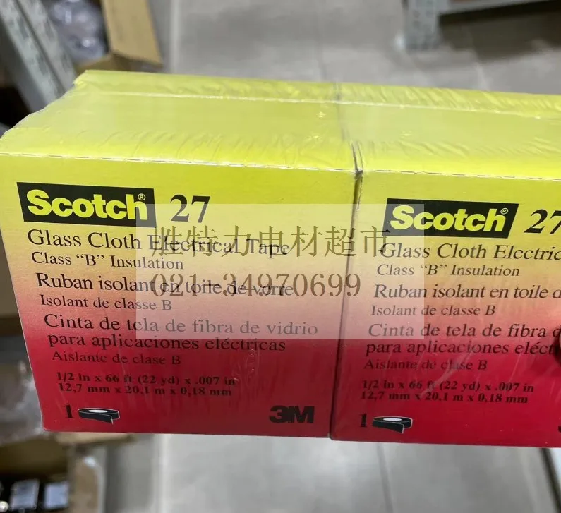 

3M Scotch27 12,7мм X 20M # Электрическая лента из стеклоткани 27, прочная изоляция для электропроводки и ремонта