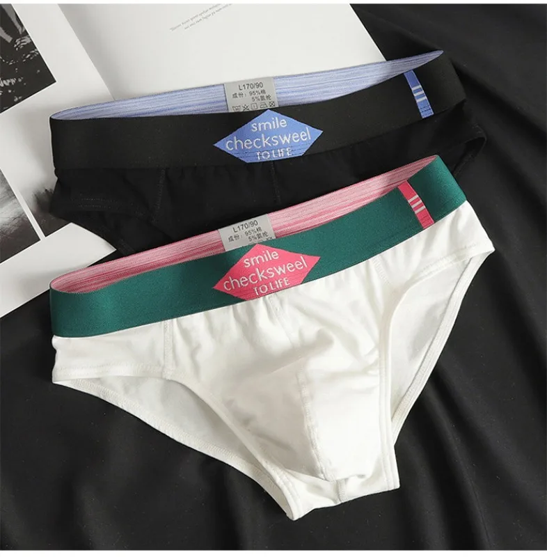 5 Pieces Men\'s Briefs Underpant Cotton Triangle Panties Summer Sports Personality Teenagers Loose Breathable Triangle Underwear