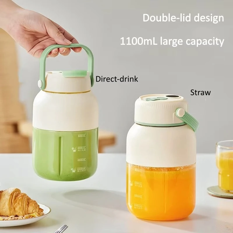 1100ML Portable Juicer Electric Blender USB Fruit Mixers 26 Blades Fruit Smoothies Machine Mixer 80W  Ice Crusher For Home