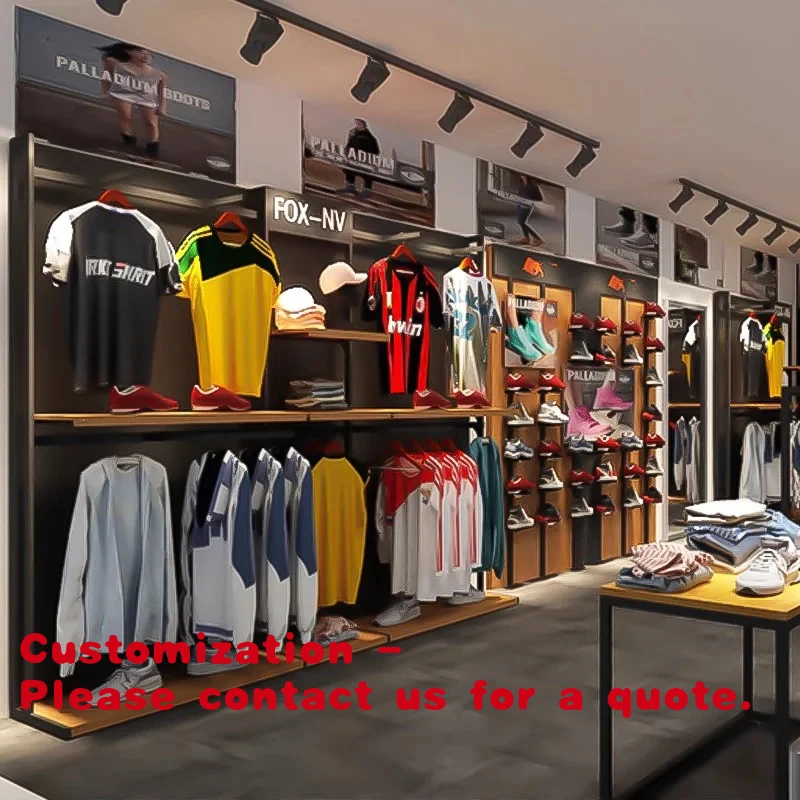 custom.Sport Shops Store Display System Retail Sports Shop Interior Design Sportswear Sneaker Display Stand Wall