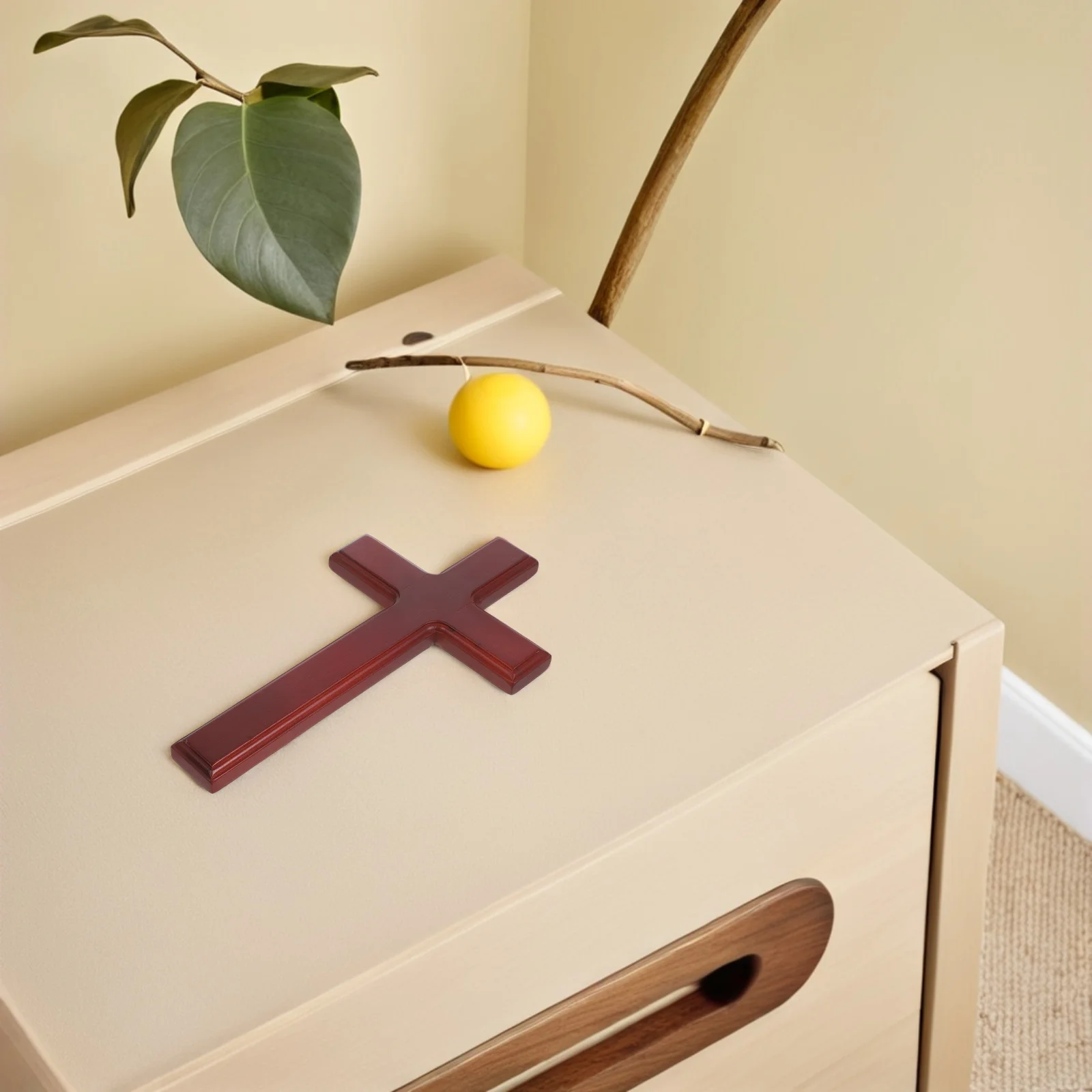 

Wooden Prayer Cross Handheld Praying Crucifix Smooth Wood Finish Religious Decoration Church Worship Compact Portable