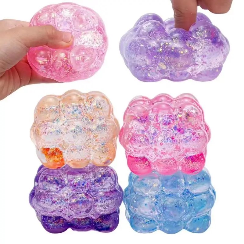 1Pcs Stress Relief Slow Rise Sensory Colored Stress Ball Shining Brightly Cube Maltose Squeeze Toy Party Gift