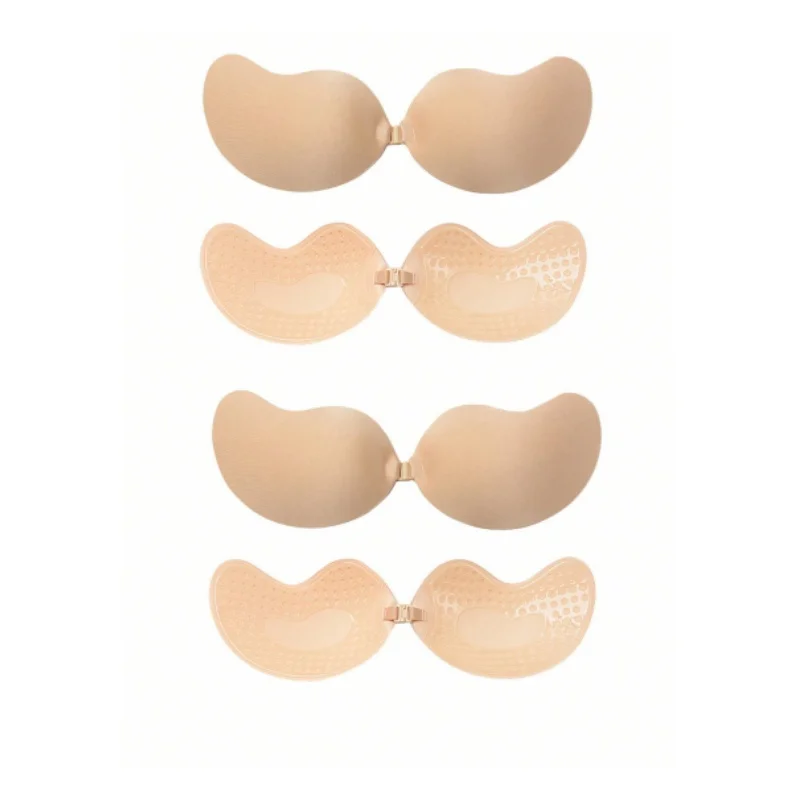 2pairs Invisible Push Up Bra Women Backless Strapless Bra Seamless Self-Adhesive Silicone Nipple Cover Sticker Wedding Dress Lin