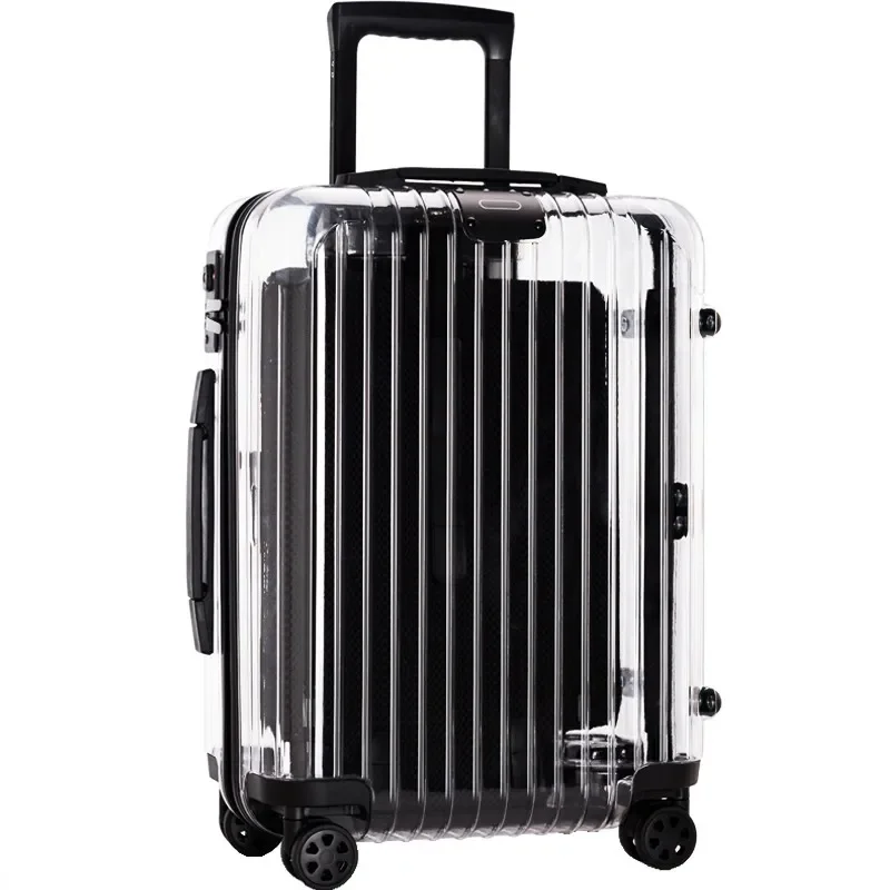 Transparent Fashion Zipper Trolley Case Universal Wheel Suitcase 20-Inch