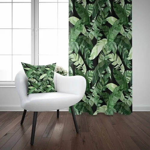 Else Tropical Green Leaves 3D Modern Backdrop Curtain-140Cm x 270Cm