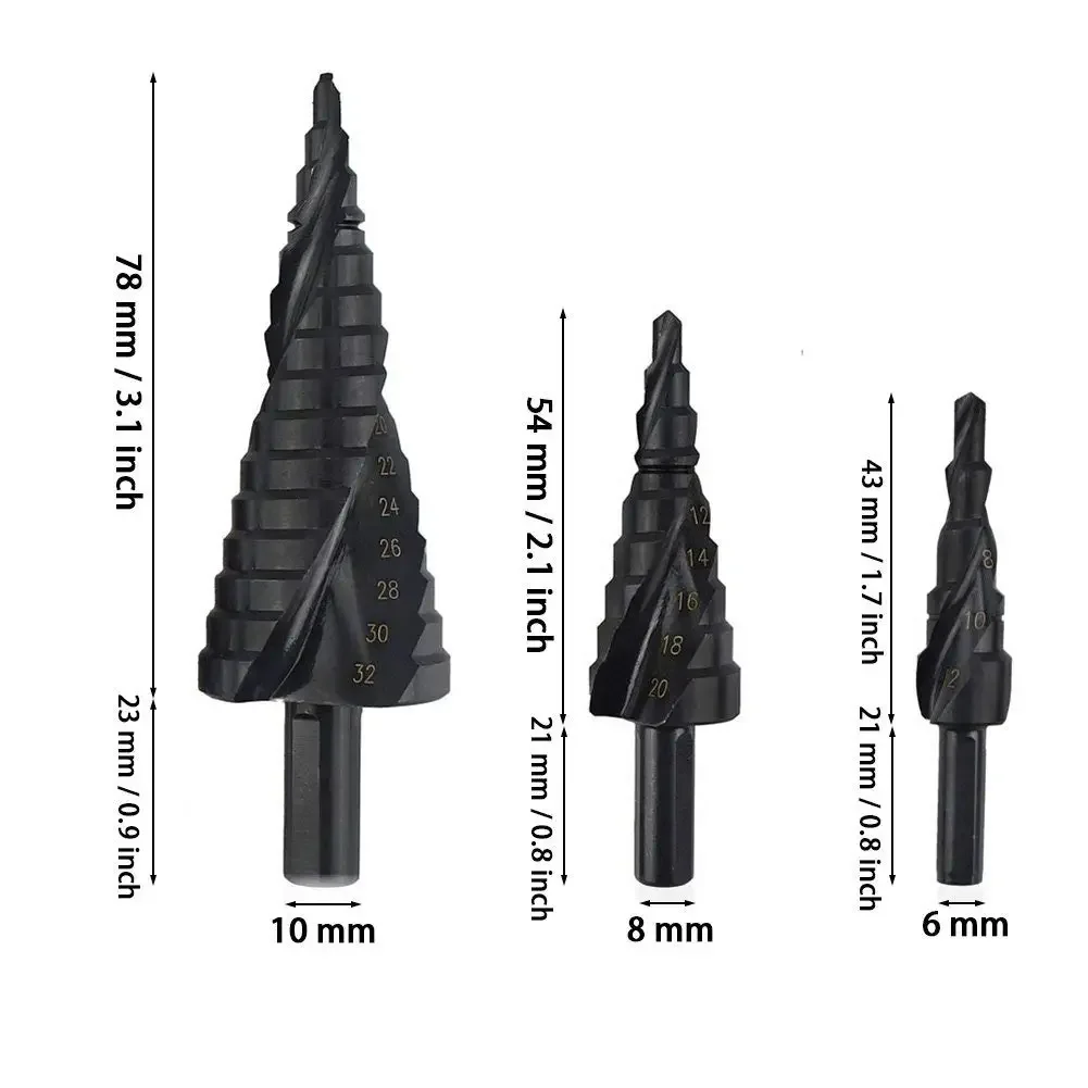 Dimensioni metriche della punta da trapano con scanalatura a spirale per nitrurazione da 4-12/20/32 mm 3 pezzi con confezione in sacchetto