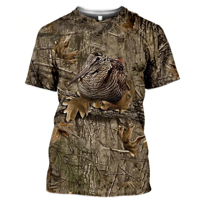 الغزلان الأرنب الصيد التمويه تي شيرت الرجال ثلاثية الأبعاد كامو الخنزير البري أرنب هنتر تي شيرت مطبوع النساء الملابس مضحك الاطفال قصيرة الأكمام