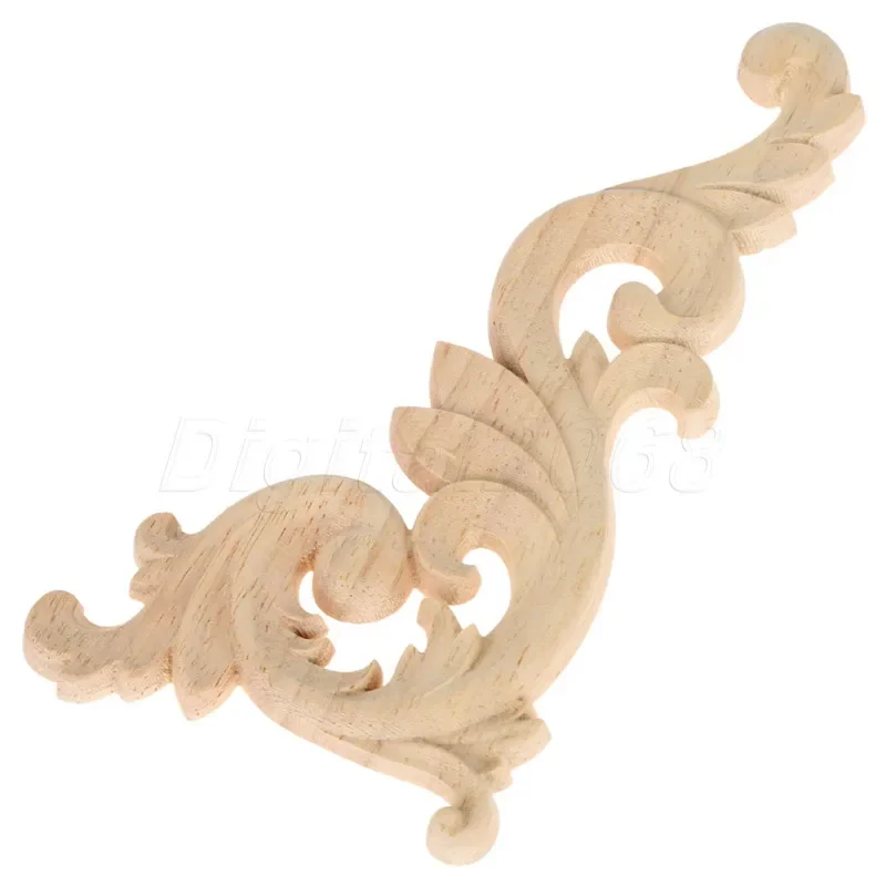 Wood Carved Corner Onlay Applique Frame Decorate Wall Doors Furniture Decorative Figurines Wooden Miniatures 15*8CM Left/Right