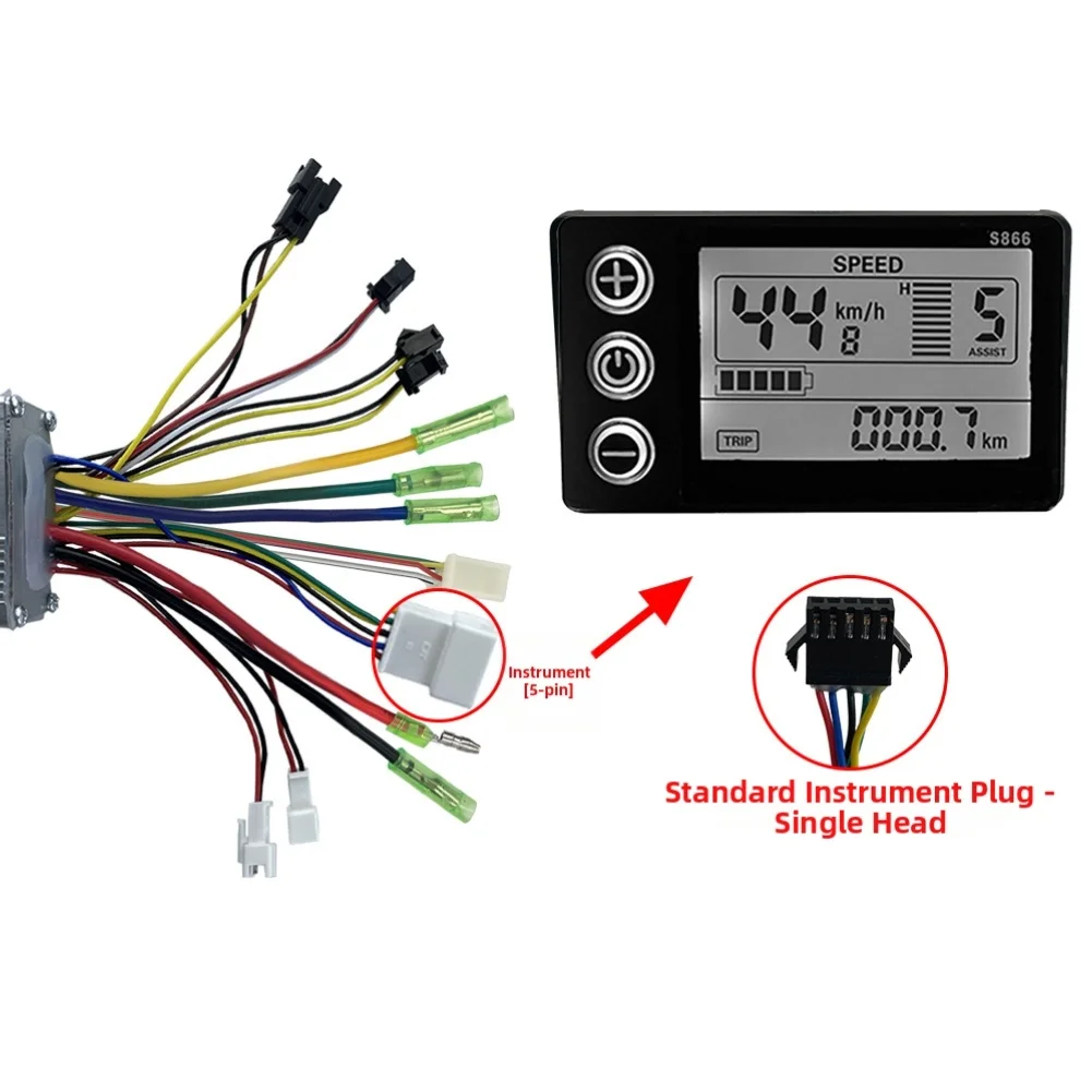 E-bike S866 Instrument Panel 500W-2000W 22A 26A 30A 40A Sine Wave Controller Kit Electric Bicycle Accessories