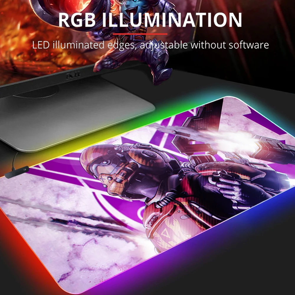 

Apex Legend Mousepad Rgb Mouse Pad Desk Protector Anime Accessories Gamer Keyboard Computer Table Backlit Mat Gaming Pc Carpet