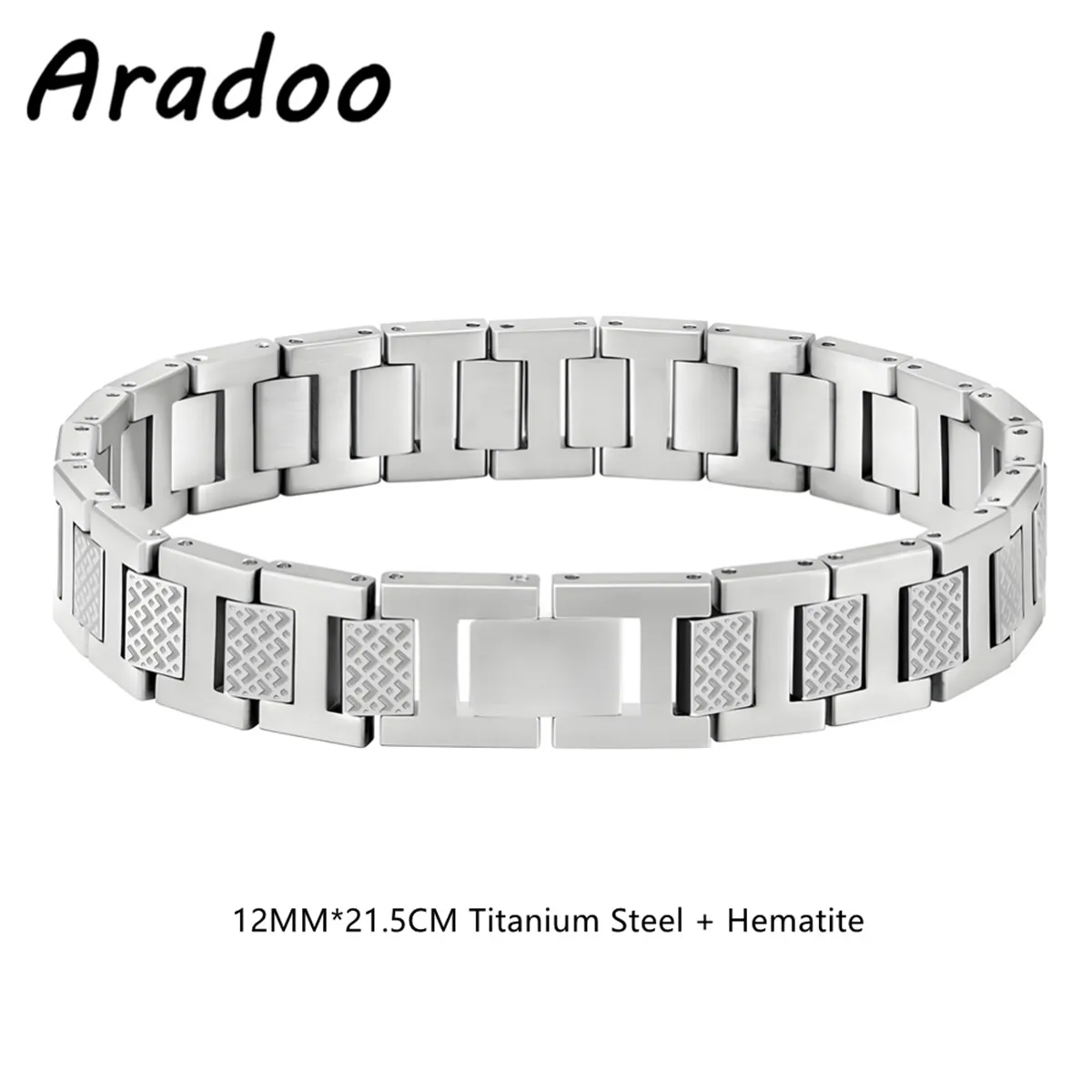 ARADOO Pulsera de acero de titanio para hombre, cadena de eslabones con patrón de cocodrilo, regalo de joyería de negocios premium