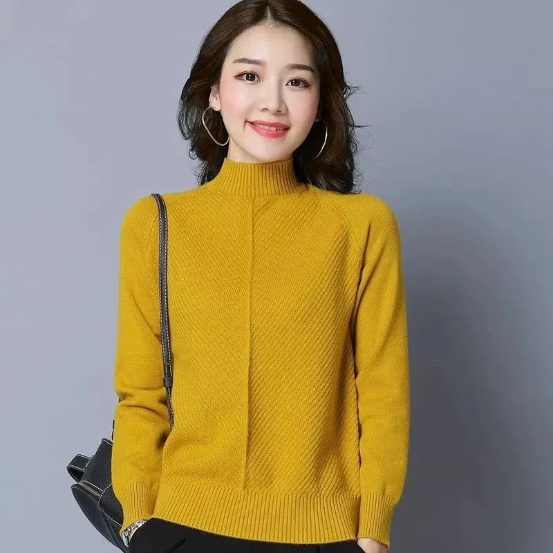 2023 Autumn Winter New Women Turtleneck Knitted Tops Ladies Korean Sweater Pullover  Casual Slim Long Sleeve Jumper Clothing