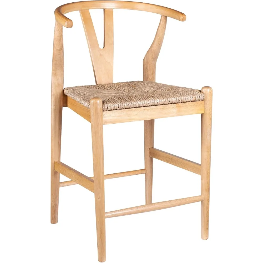 

Natural Finish Counter Height Kitchen Bar Stool - High Seat Dining Chair