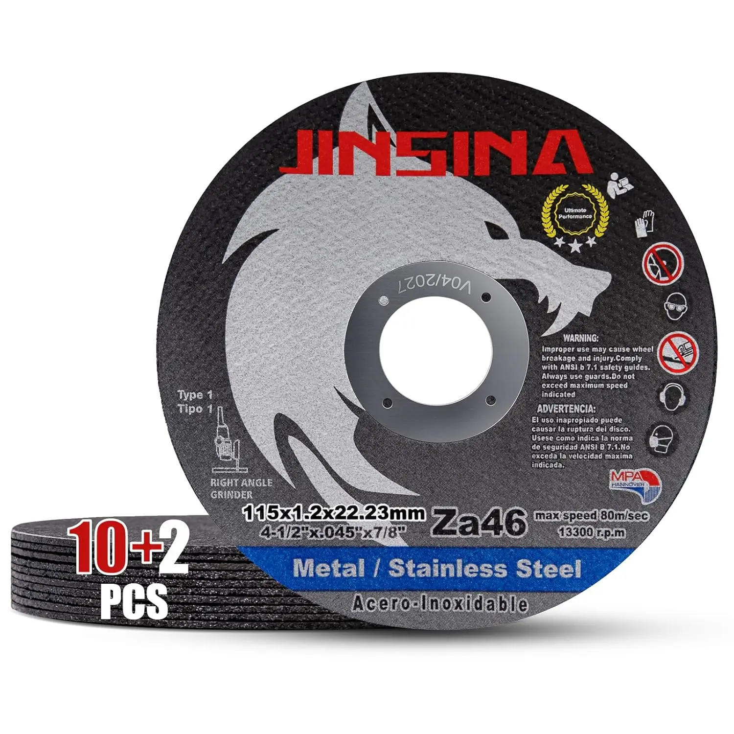 

12 PCS 4-1/2" Metal & Stainless Steel Cutting Wheels, Fast Cutting Discs for Angle Grinder
