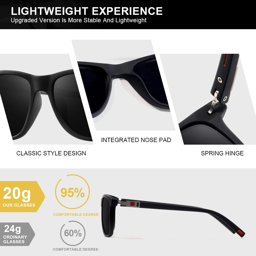 CRIXALIS Occhiali da sole polarizzati quadrati per uomo e donna Pesca Corsa Ombra antiriflesso UV400 lentes de sol hombre