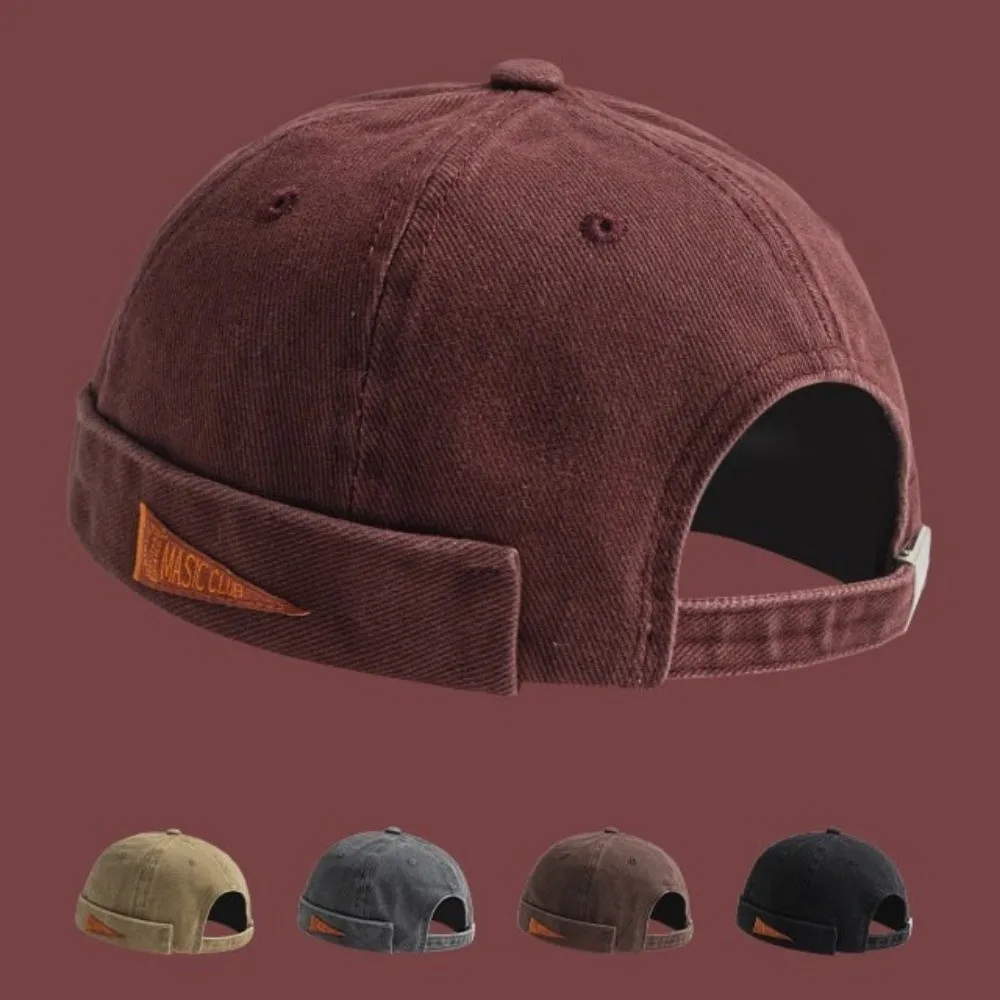 Fashion Breathable Brimless Docker Cap Cotton Solid Color Vintage Dome Hat Adjustable Street Melon Caps Man Women Unisex