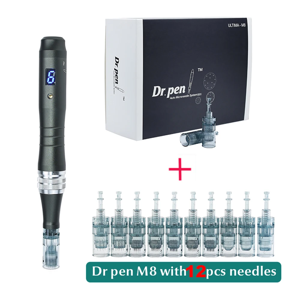 Hot Selling Ultima M8 Wireless Derma Pen 3 Slot Mikron adels tift 6-Gang Dr. Pen mit 20 stücke Mikron adel patronen für die Hautpflege