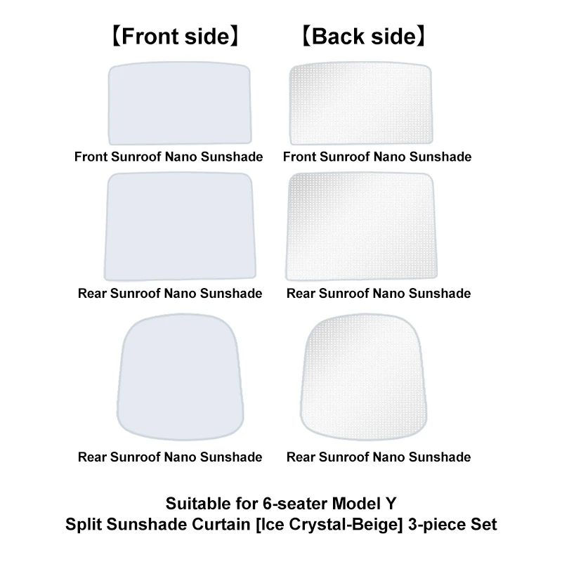Lcars Is Suitable for Tesla Ice Crystal Sunshade, New Extended Version Model Yl Sunroof + Rear Glass Sunshade, Detachable Sunshade Umbrella, Sunroof Sunshade, Car Roof Sun Protection Umbrella, Light-Blocking (Only Suitable for Extended Version)