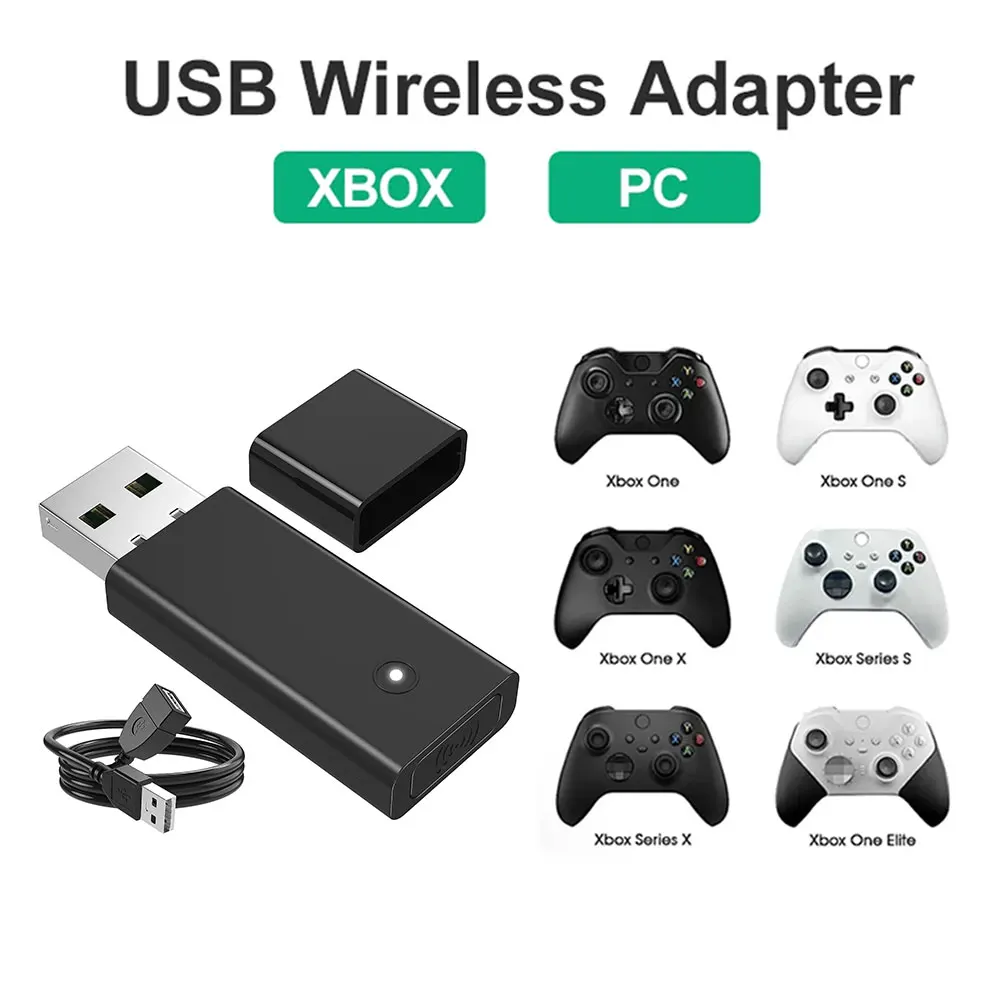 For Xbox One USB Receiver Wireless Adapter 1st or 2nd Generation for Xbox ONE S/X Xbox Elite PC Windows Game Controller Laptops