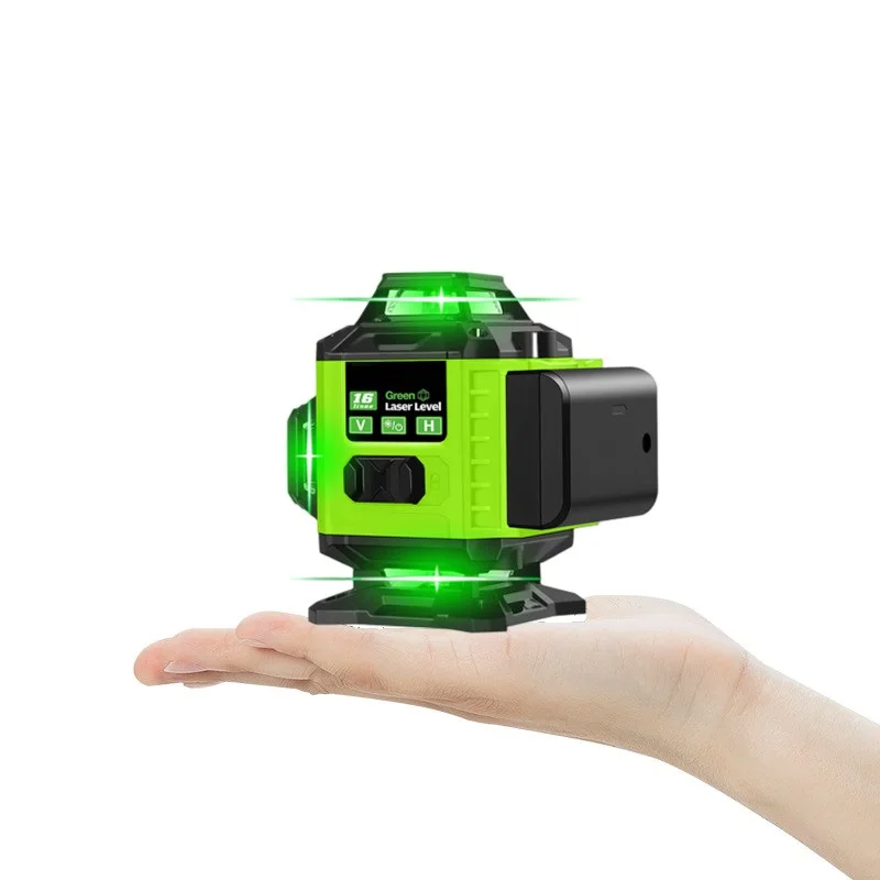 12 /16 Lines Laser Level 3D/4D 3° Cross Line Laser Leveler Multifunction & Remote Control Green Beam Lines with Li-ion Battery