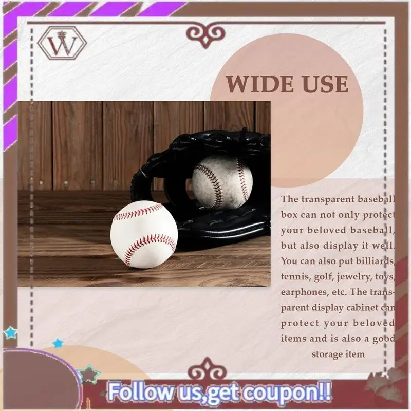(New)-4Pcs Baseball Display Case,UV Protected Dustproof Acrylic Display Boxes,Clear Display Case For Baseball Memorabilia Ball