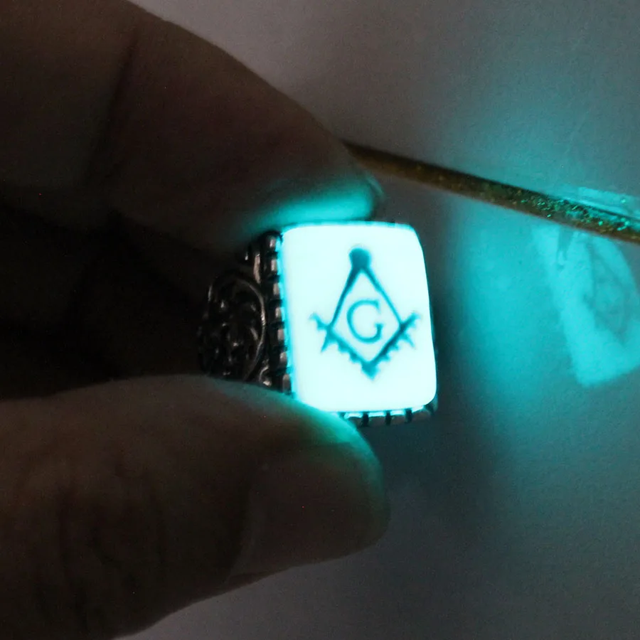 New glow ring Free and Accepted Masons Ring men women Glowing Ring Luminous freemason rings gift Glow In The Dark Jewelry