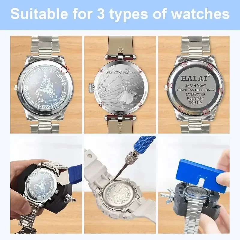 Kit di strumenti per il cambio della batteria dell'orologio da 12 pezzi per aprire gli orologi kit di strumenti per orologiaio professionale per l'apertura della cassa dell'orologio per la riparazione dell'orologio