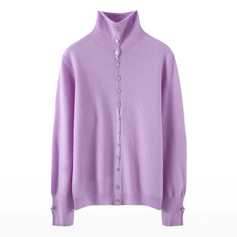 WinvyNee Women's Pullover 100% Pure Wool Single Breasted Turtleneck Long Sleeve Warm Thickened Soft Cozy Daily Wear B1103049 view 3