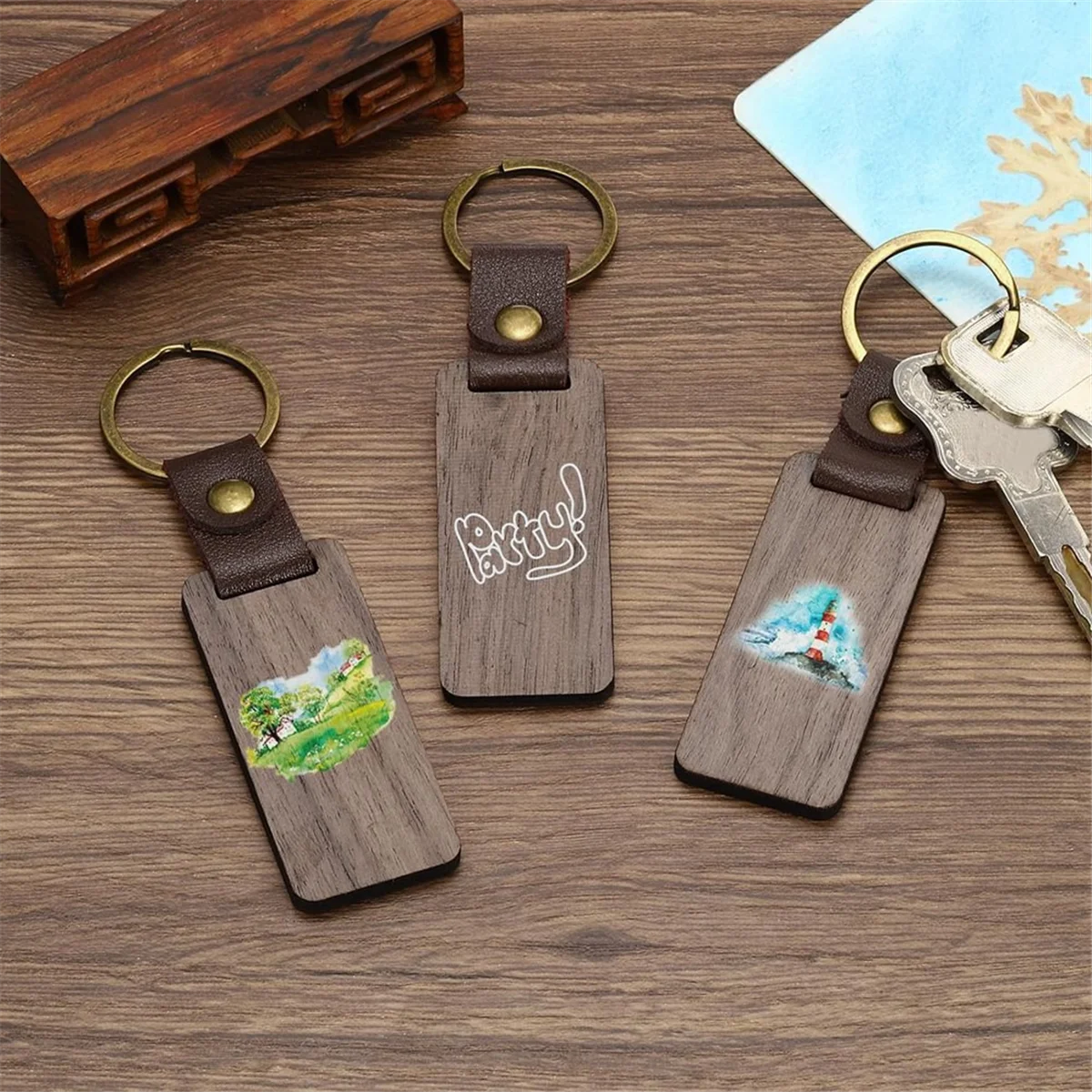 

Wood Keychain Blanks Wooden Keychain Blanks Personalized Keychain Tags Small Key Chain Bulk for Laser Engraving Y