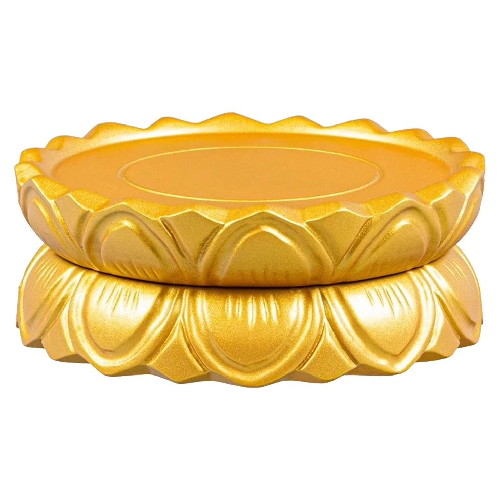 Base de ornamento de lótus dourado de madeira maciça retrô, pedestal de fornecimento de madeira malás doméstico, base de estátua de buda, ornamentos de decoração de casa