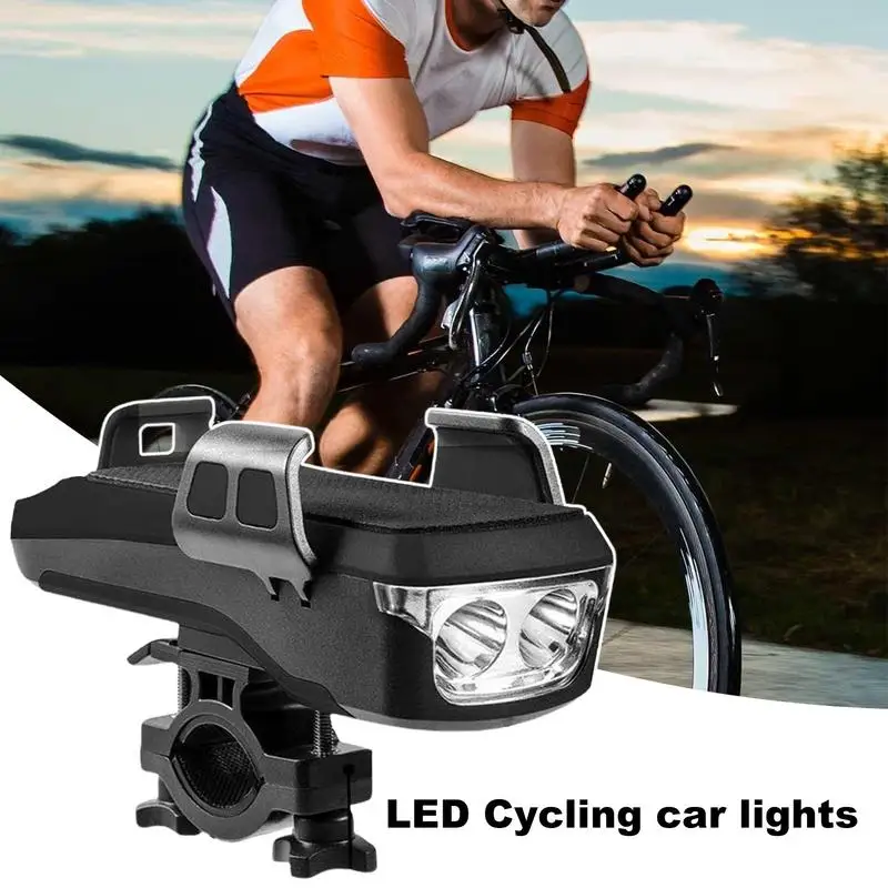 Mountain Biking Light Waterproof 4-in-1 Mountain Cycling Headlamp With Power Bank 130dB Horn Light Phone Bracket Front Light