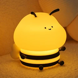 Lessdot Bee Night Light Cute Silicone Night Light Desktop Decorative Lamp Indoor RGB Magic Color Atmosphere Lamp Children's Gift