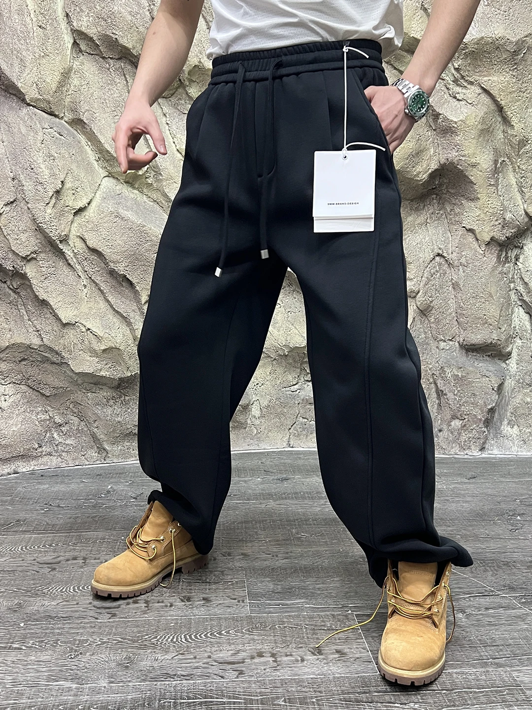 

Thiened Casual Pants for Men with Fce Inner Cut in Orlon Fabric Sle Autumn Winter Straight Leg Trousers