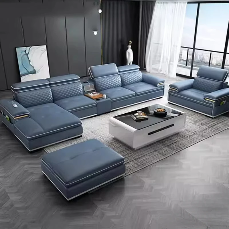 Corner Luxury Living Room Sofas Lounge Recliner Designer Decor Sponge Relaxing Couch Armchair Leather Divano Trendy Furniture