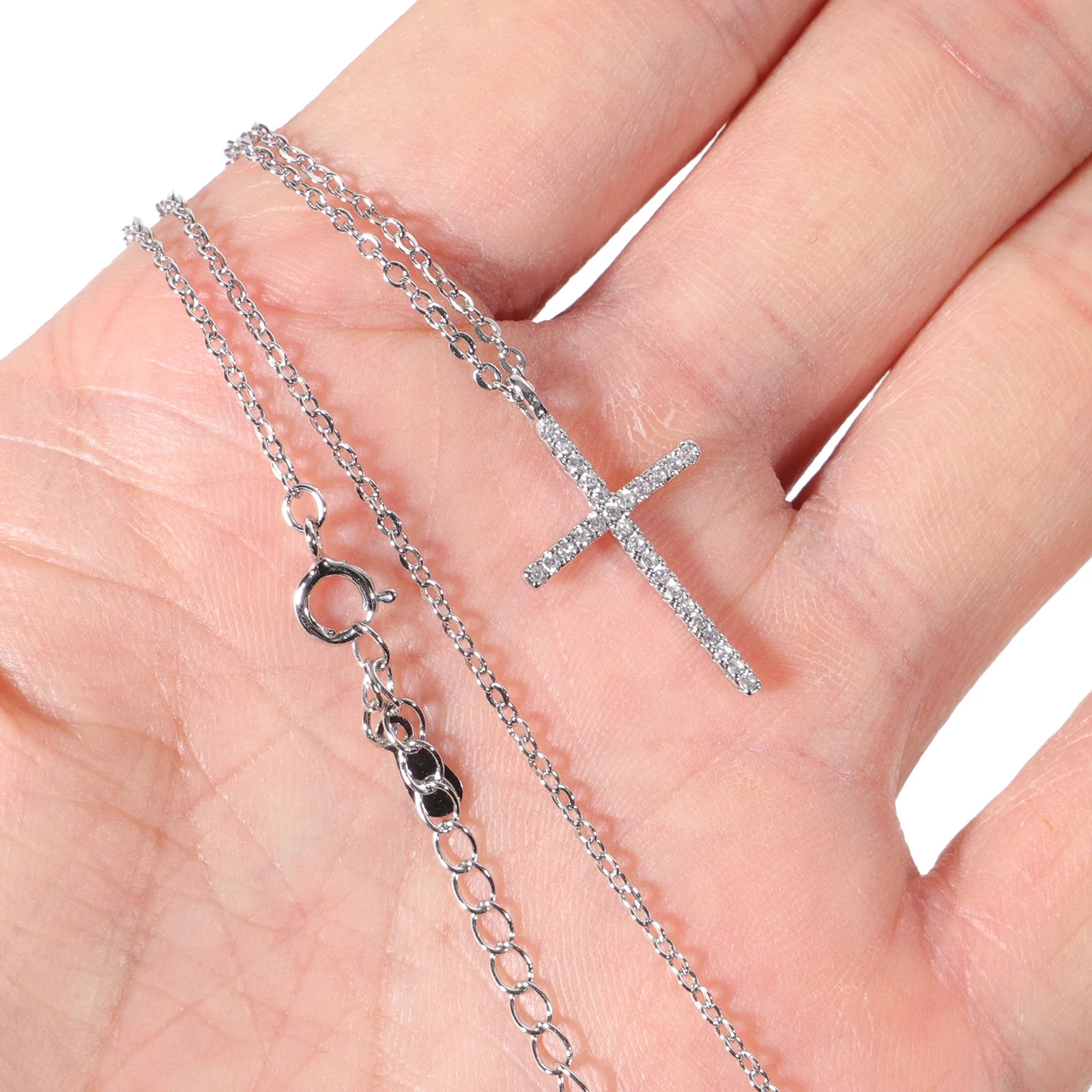 

Charm Cross Pendant Necklace with Sparkling Rhinestones Perfect for Valentine Anniversary Mother's Day Women Necklace