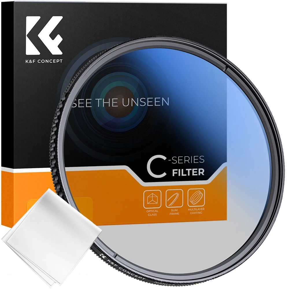 K&F Concept 67mm Lens CPL Filter 77mm 82mm Circular Polarizer Filter Blue Coated C Series 49mm 52mm 55mm 58mm 62mm 72mm Nikon