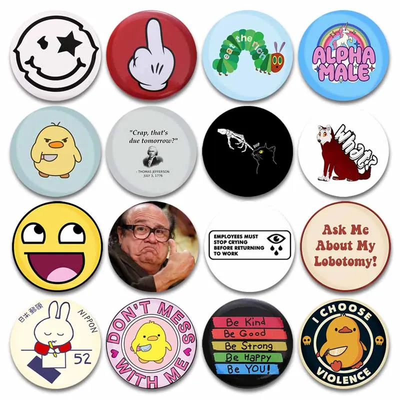 Funny Creative Smile Face Images Badge Backpack Shirt Accessories Cute Goose Duck Anime Lapel Pins Jewelry Gifts for Kids Friend