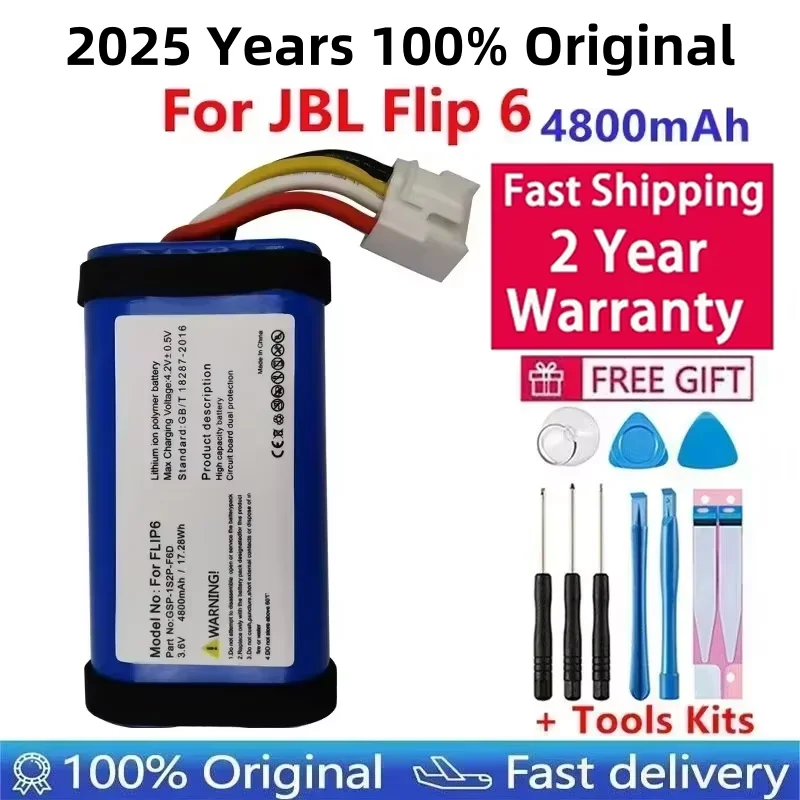 2025 Years 100% Original GSP-1S2P-F6D High Quality For JBL Flip 6, Flip6 Special Edition 4800mAh Battery Batteries Bateria Tools