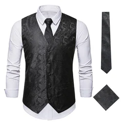 #4803 Men's Blazer Vest Vintage Flower Printed Men's Waistcoat Office Vest Waistcoat V-neck Retro Men's Formal Vest Sleeveless