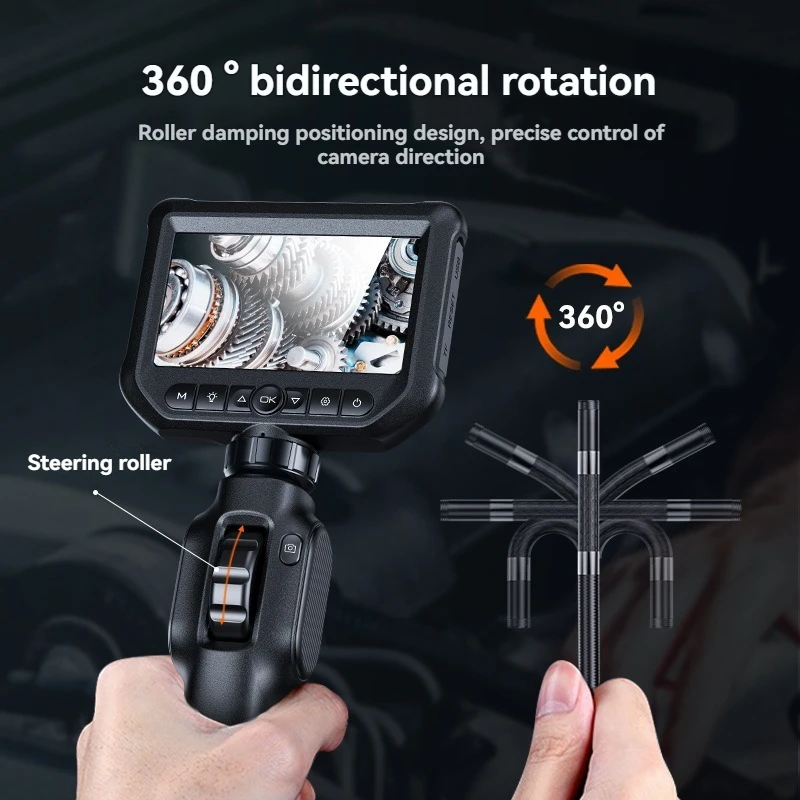 

8mmTwo-Way Articulating Borescope Industrial Endoscope Camera with Light, Inspection Scope for Automotive and Aircraft Mechanics